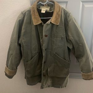 Vintage LL BEAN Womens Canvas Field Barn Chore Work Coat Jacket USA Olive green